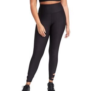 Old Navy Black High-Waisted PowerSoft Go Dry 7/8 Ruched Cutout Leggings Sz XXL